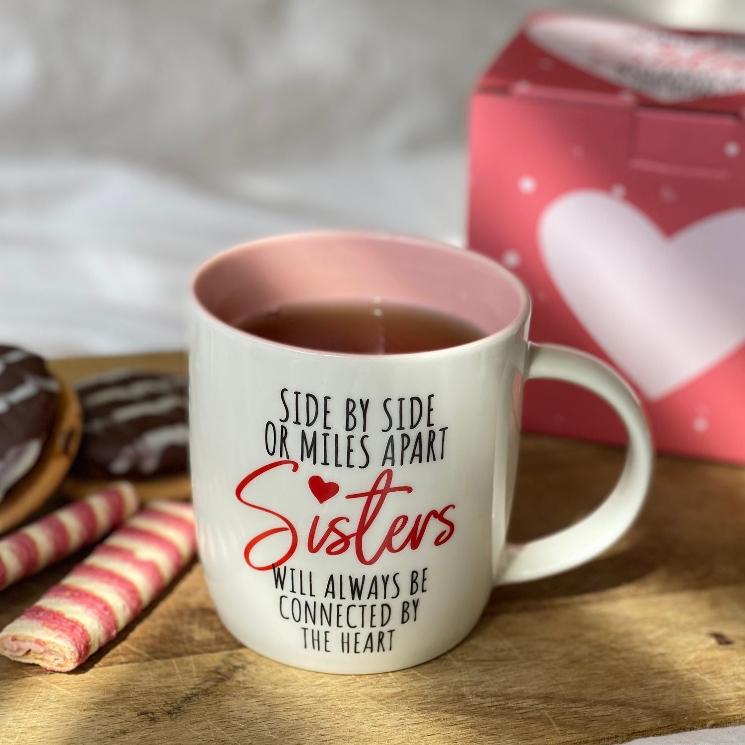 Sisters Mug & Cozy Socks Gift Set – Always Connected by the Heart