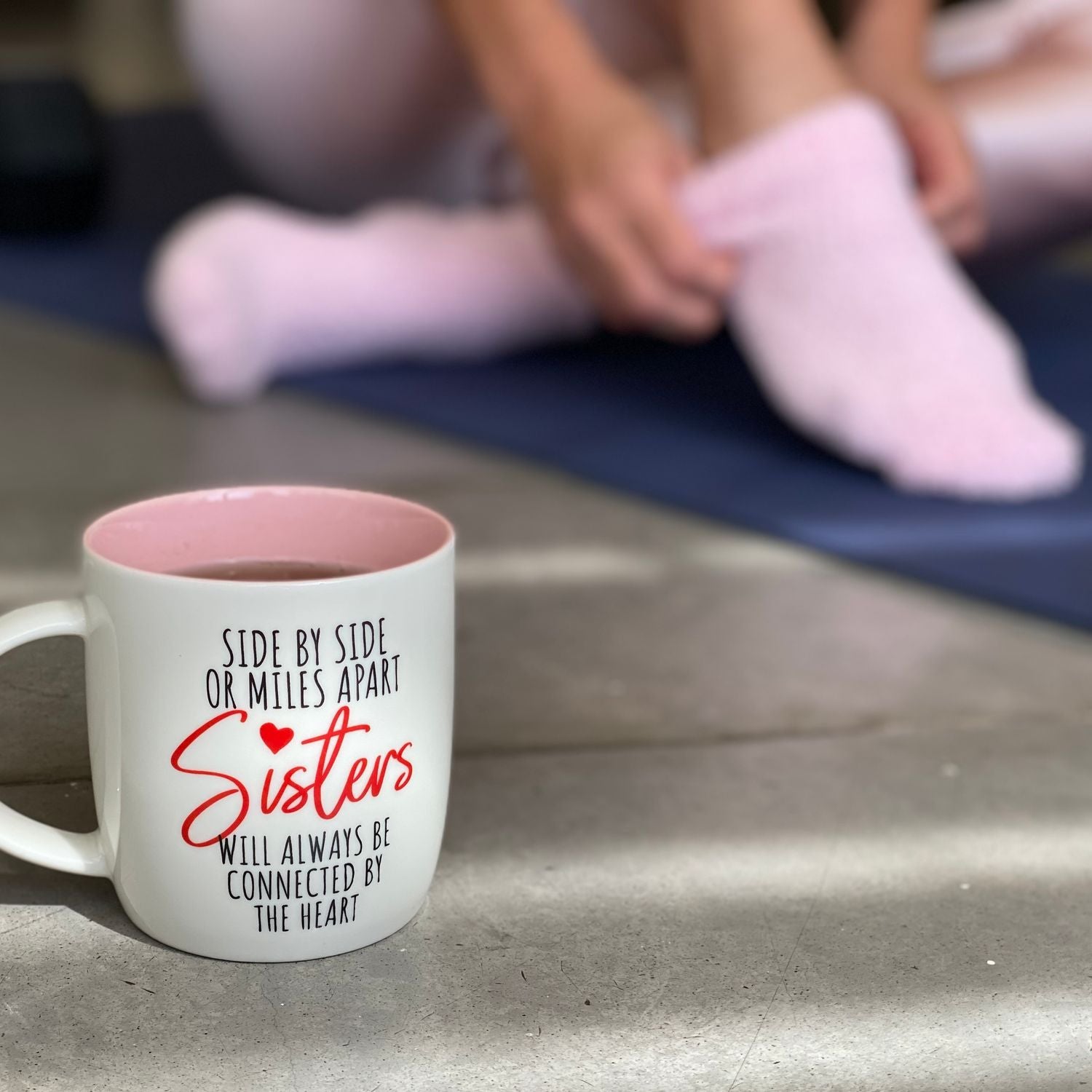 Sisters Mug & Cozy Socks Gift Set – Always Connected by the Heart