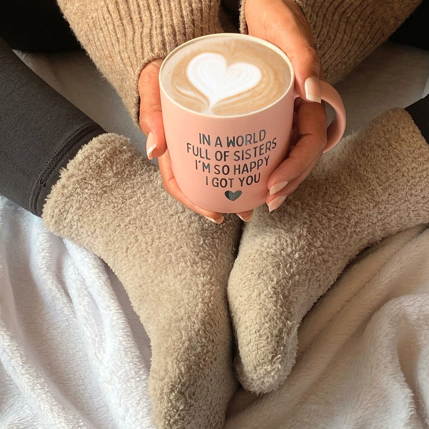 Sisters Mug & Cozy Socks Set – So Happy I Got You