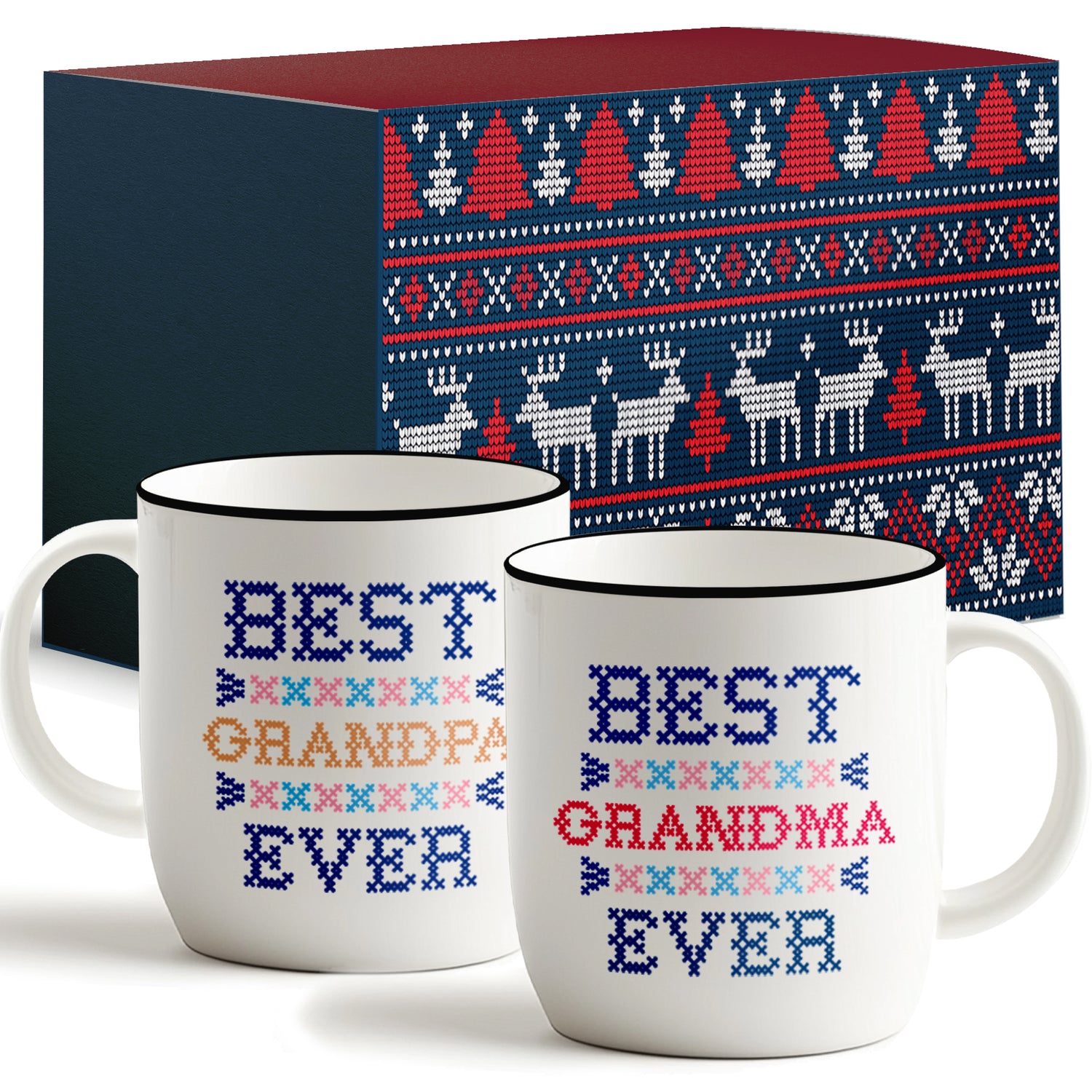 Best Grandpa & Grandma Ever Mug Set – Knit-Inspired Design