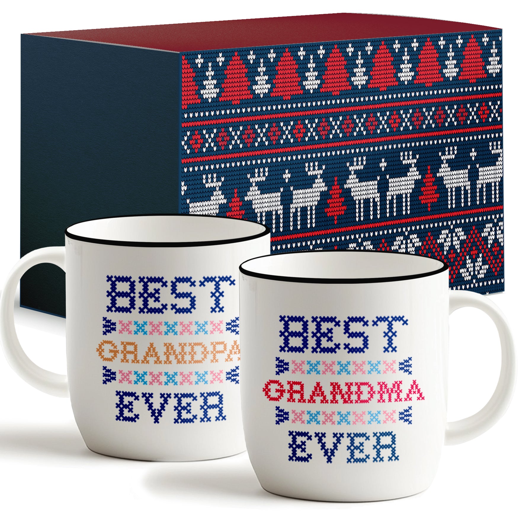 Best Grandpa & Grandma Ever Mug Set – Knit-Inspired Design