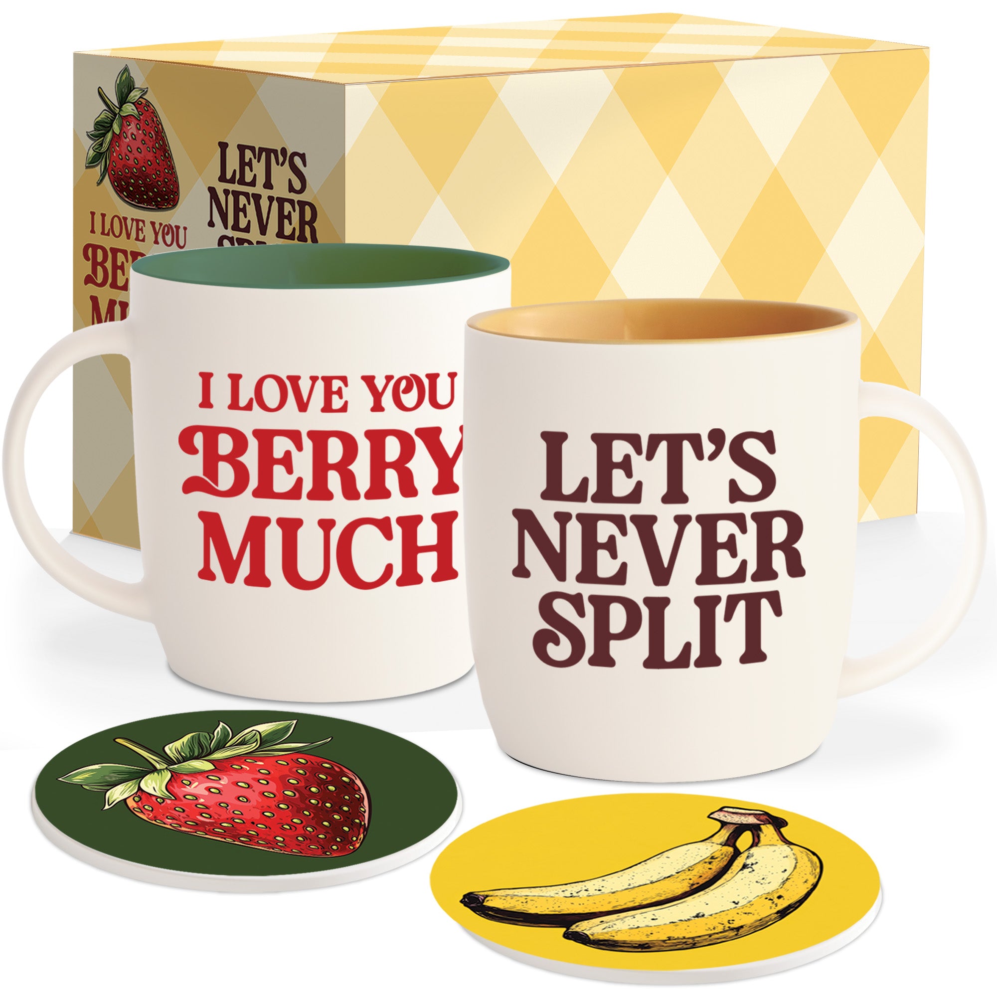I Love you Berry Much Funny Coffee Mug Set + Coasters