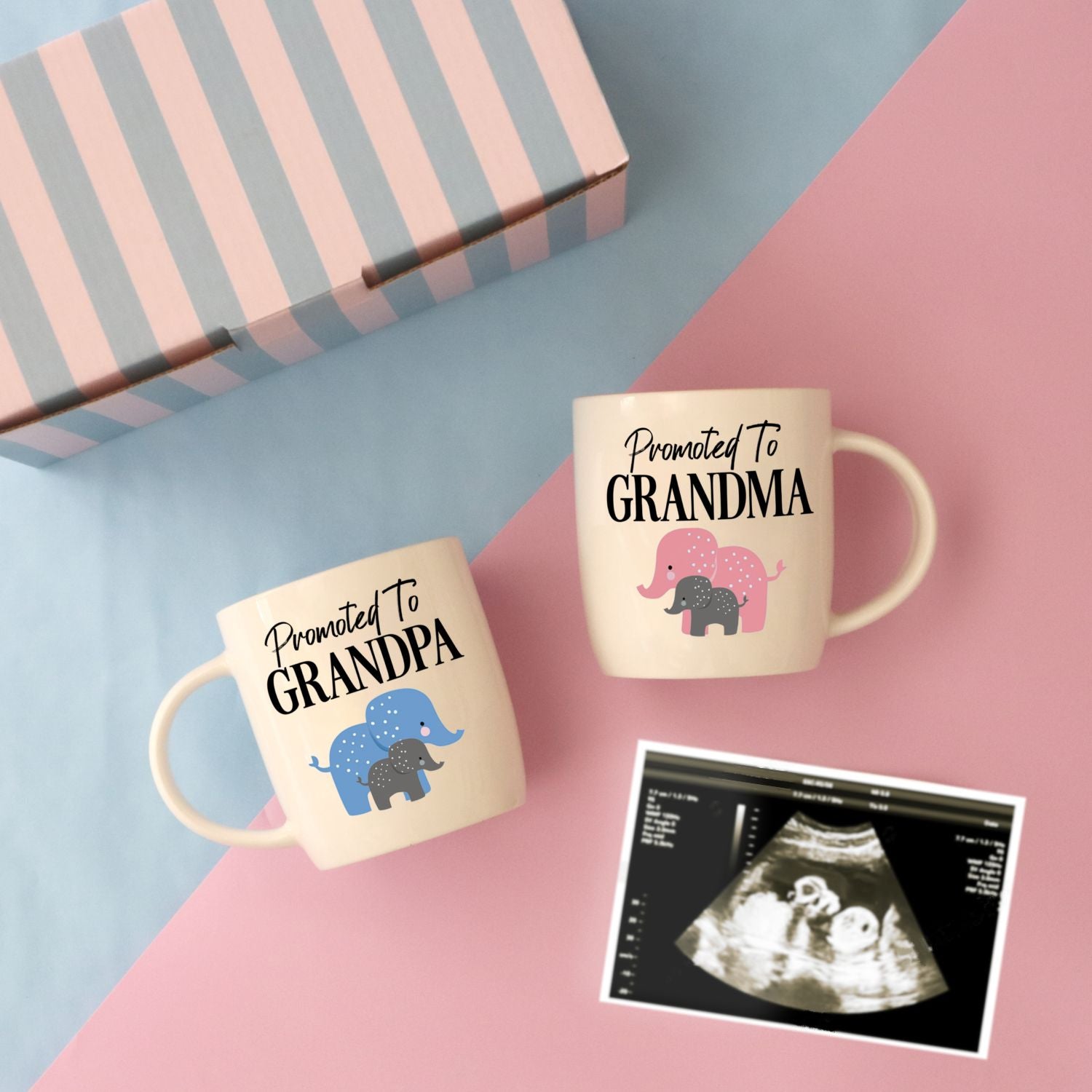 Promoted to Grandma & Grandpa Mug Set – New Grandparents Gift