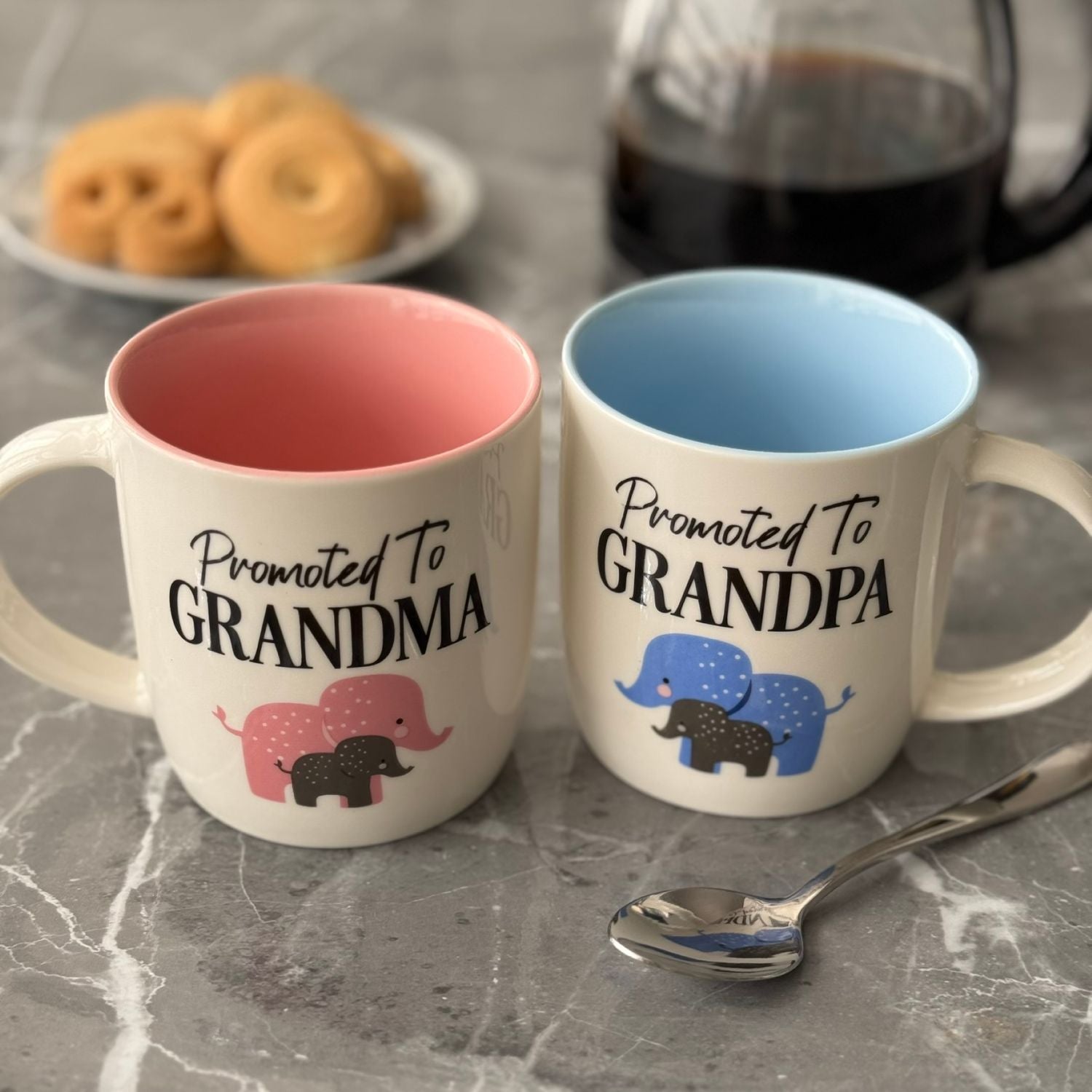Promoted to Grandma & Grandpa Mug Set – New Grandparents Gift