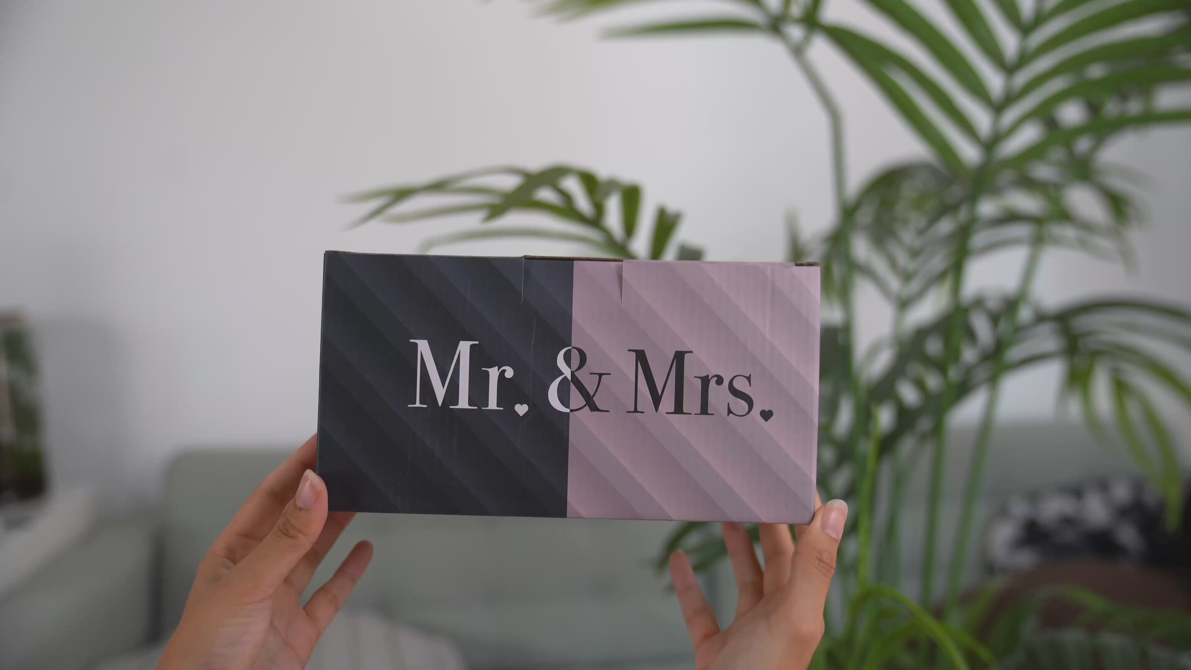 Mr. & Mrs. Matte Black and Pink Mug Set