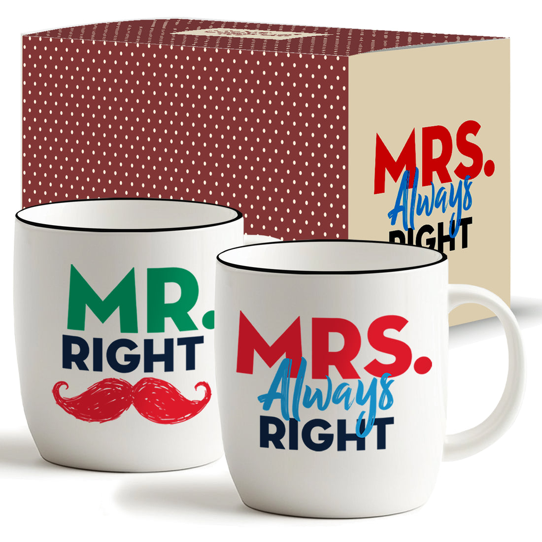 Mr. Right &amp; Mrs. Always Right Mug Set – Bold &amp; Playful