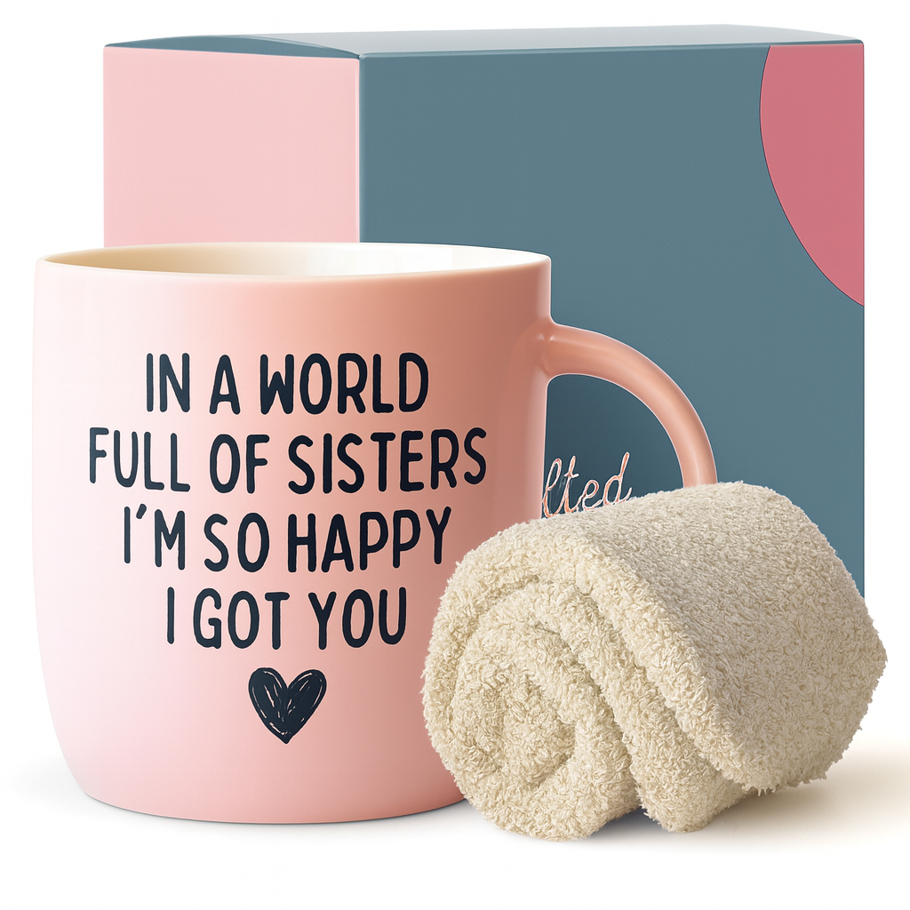 Sisters Mug &amp; Cozy Socks Set – So Happy I Got You