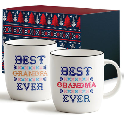 Best Grandpa &amp; Grandma Ever Mug Set – Knit-Inspired Design