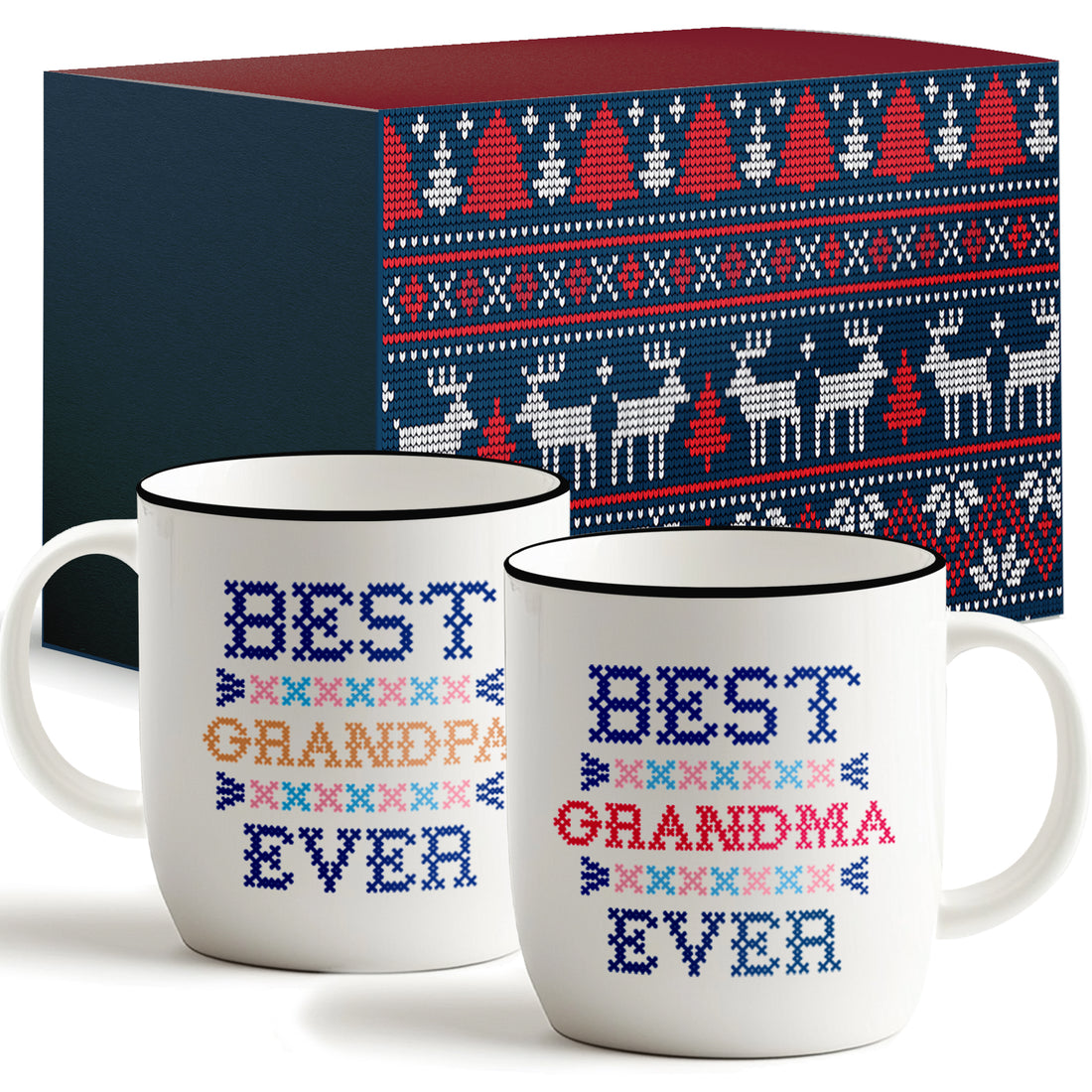 Best Grandpa &amp; Grandma Ever Mug Set – Knit-Inspired Design