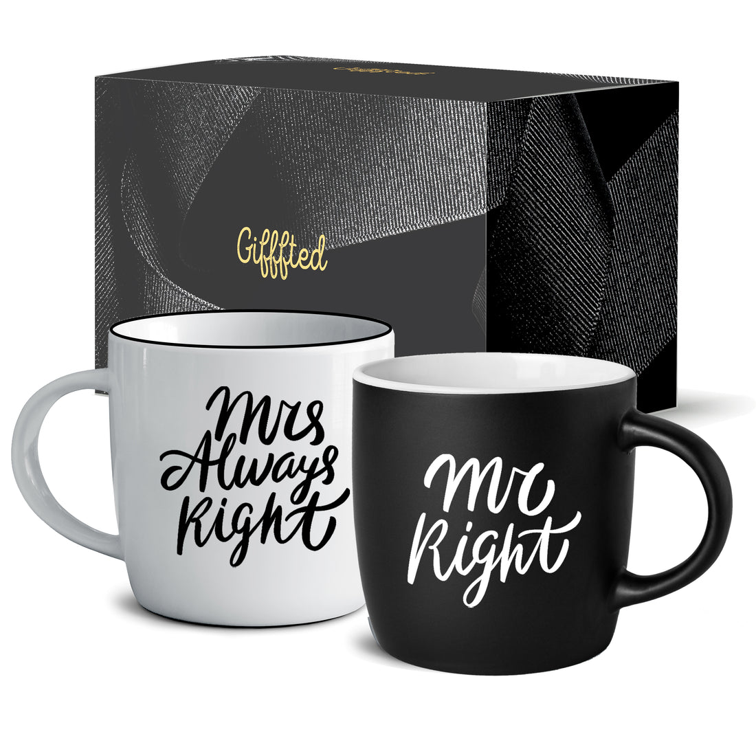 Mr Right and Mrs Always Right Mugs Black and White