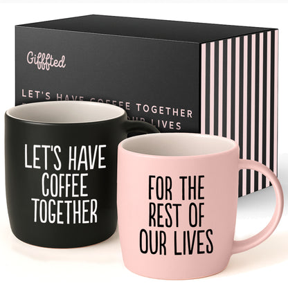 Couples Mug Set – Black &amp; Pink, Perfectly in Sync