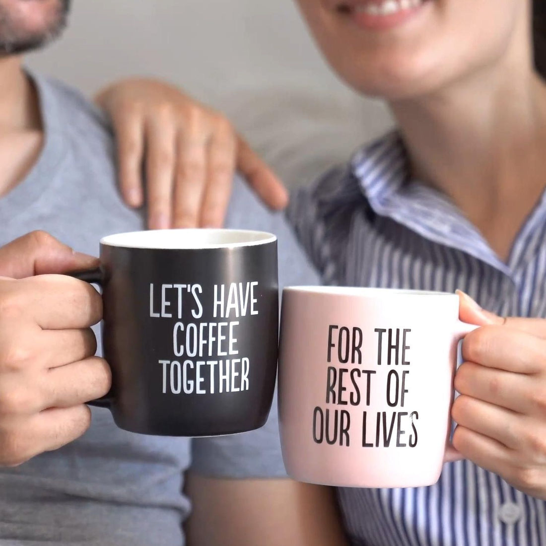 Couples Mug Set – Black &amp; Pink, Perfectly in Sync