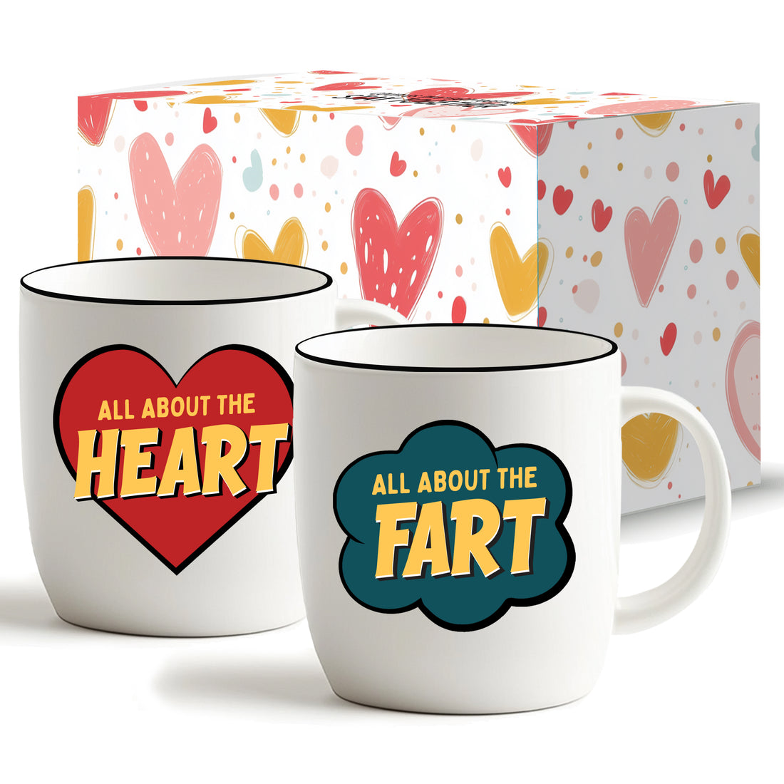 Heart &amp; Fart Mug Set – Love with a Laugh