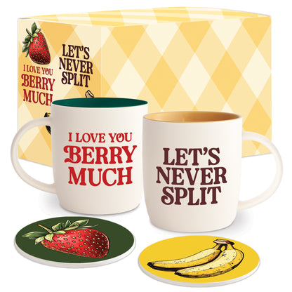 I Love you Berry Much Funny Coffee Mug Set + Coasters