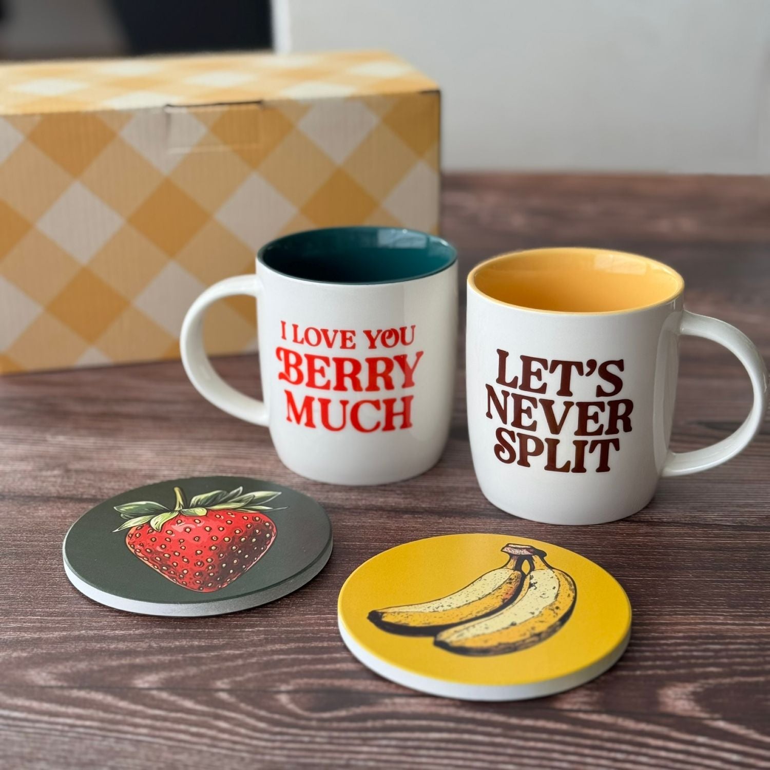 I Love you Berry Much Funny Coffee Mug Set + Coasters