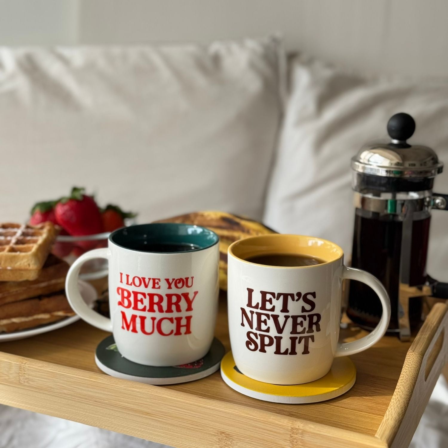 I Love you Berry Much Funny Coffee Mug Set + Coasters