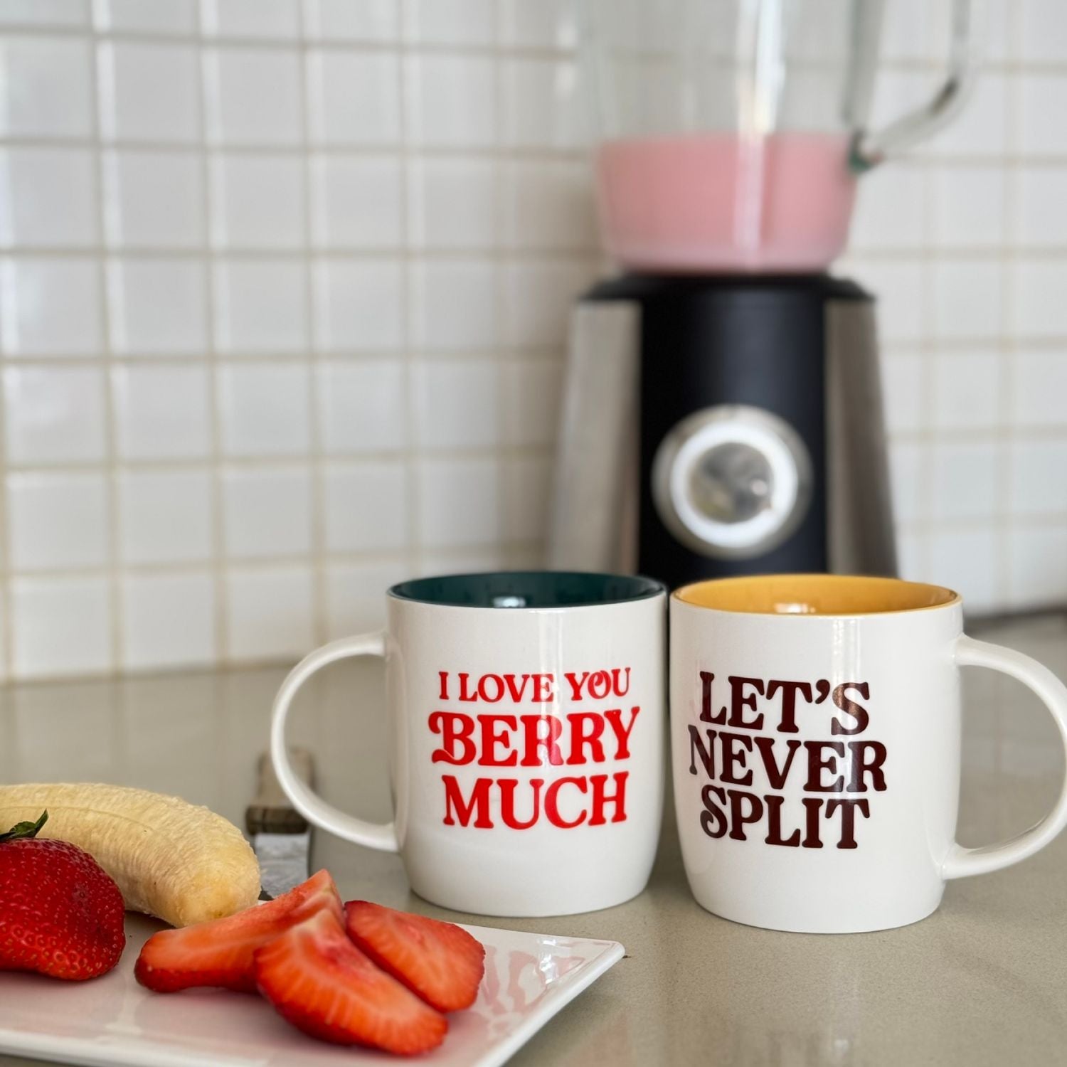 I Love you Berry Much Funny Coffee Mug Set + Coasters