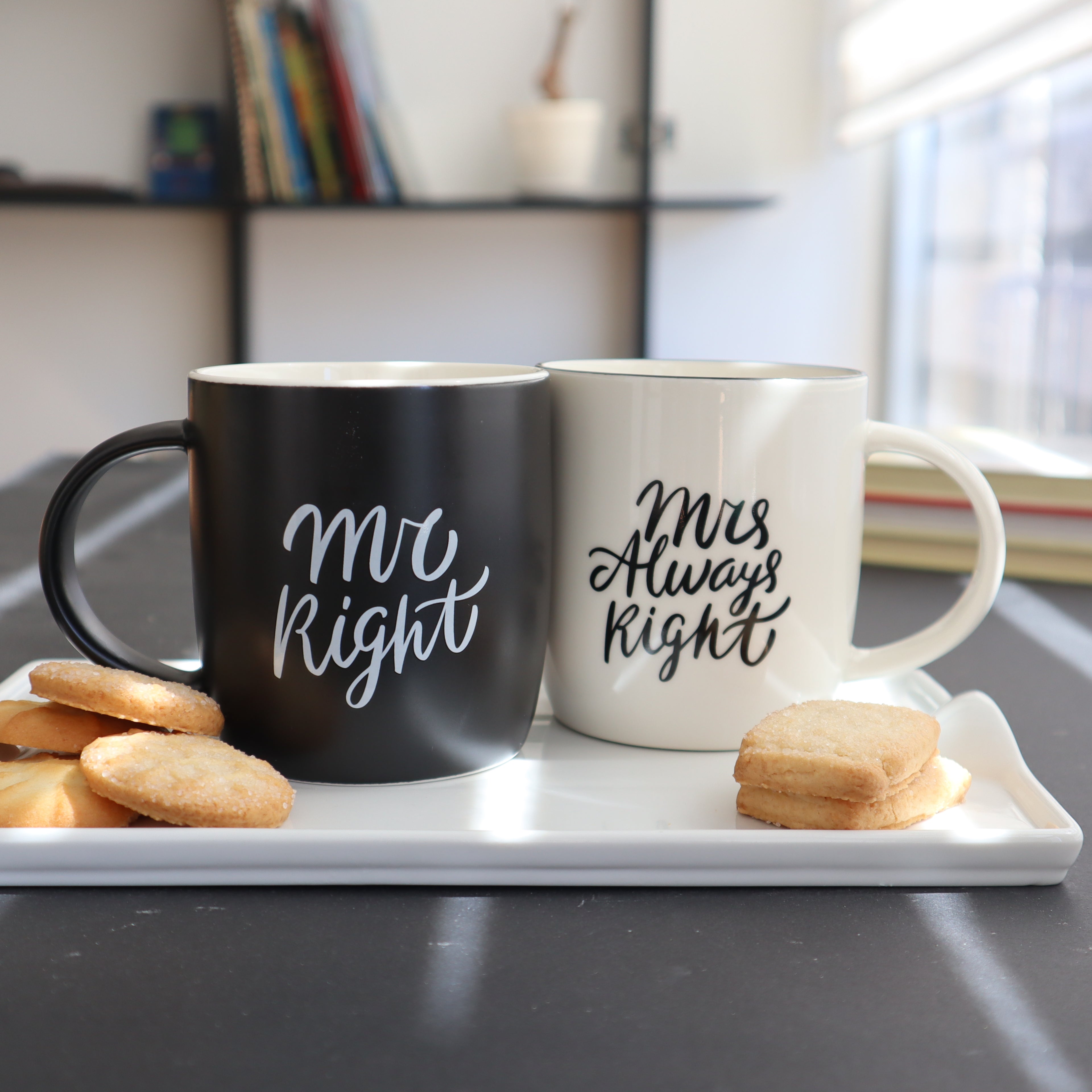 Mr. Right &amp;amp; Mrs. Always Right Coffee Mugs – Black &amp;amp; White Elegant Gift Set