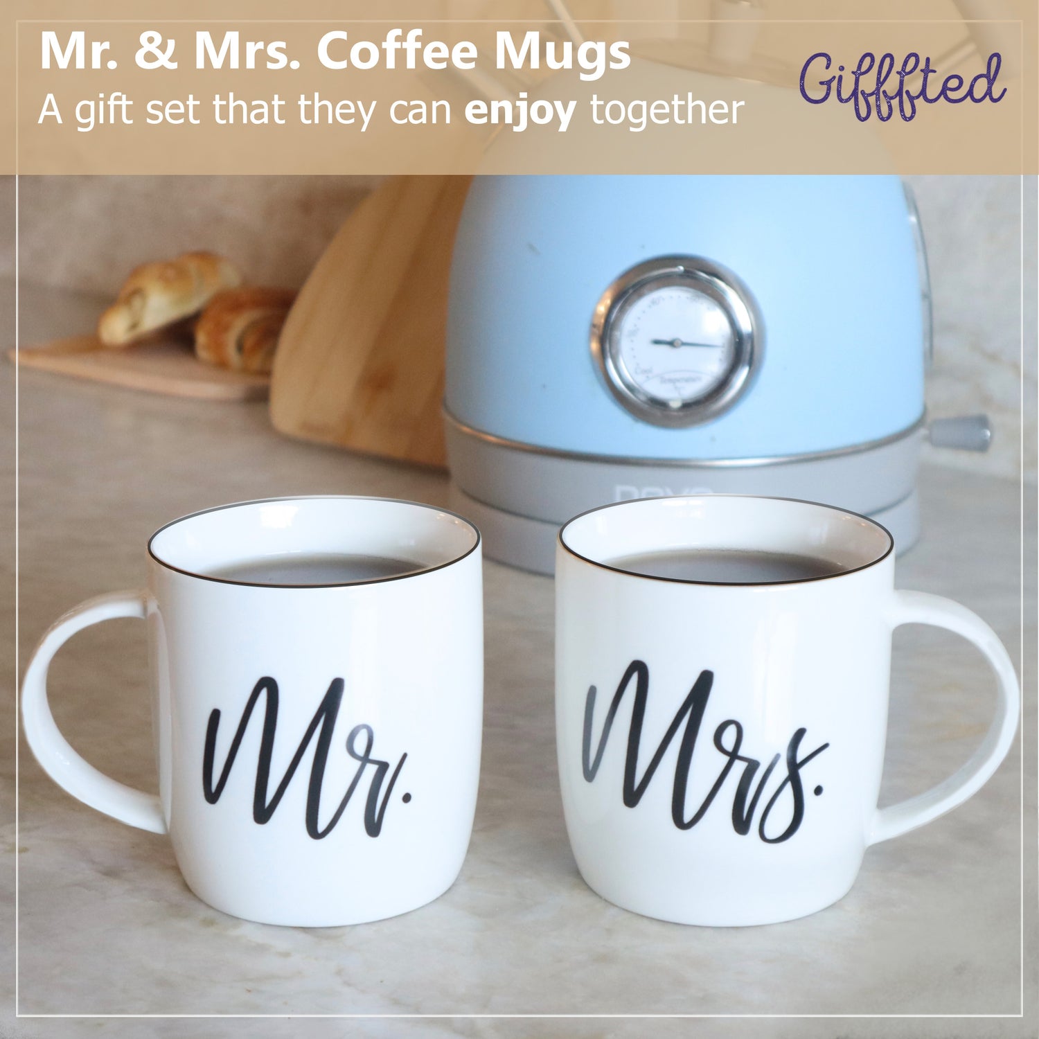 Mr. and Mrs. Coffee Mugs – Elegant Gift Set for Couples