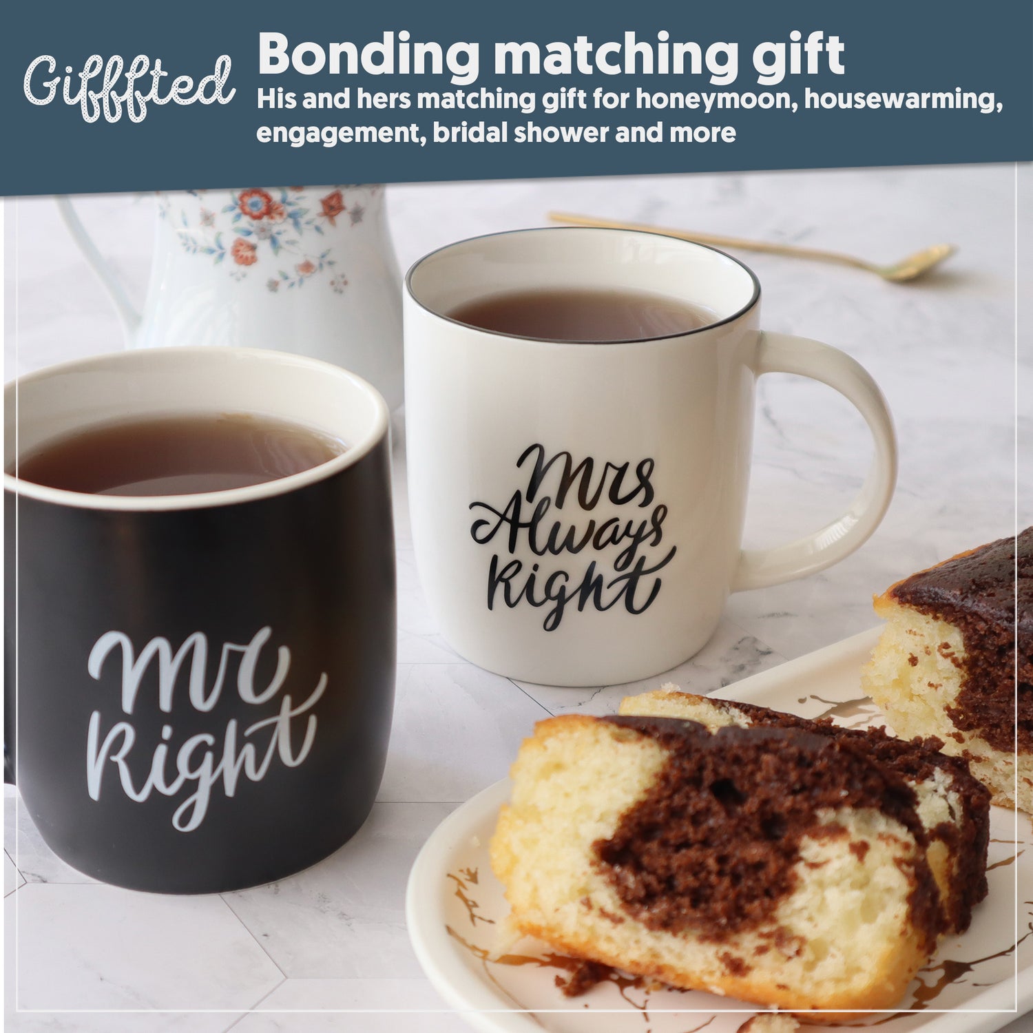 Mr. Right &amp;amp; Mrs. Always Right Coffee Mugs – Black &amp;amp; White Elegant Gift Set