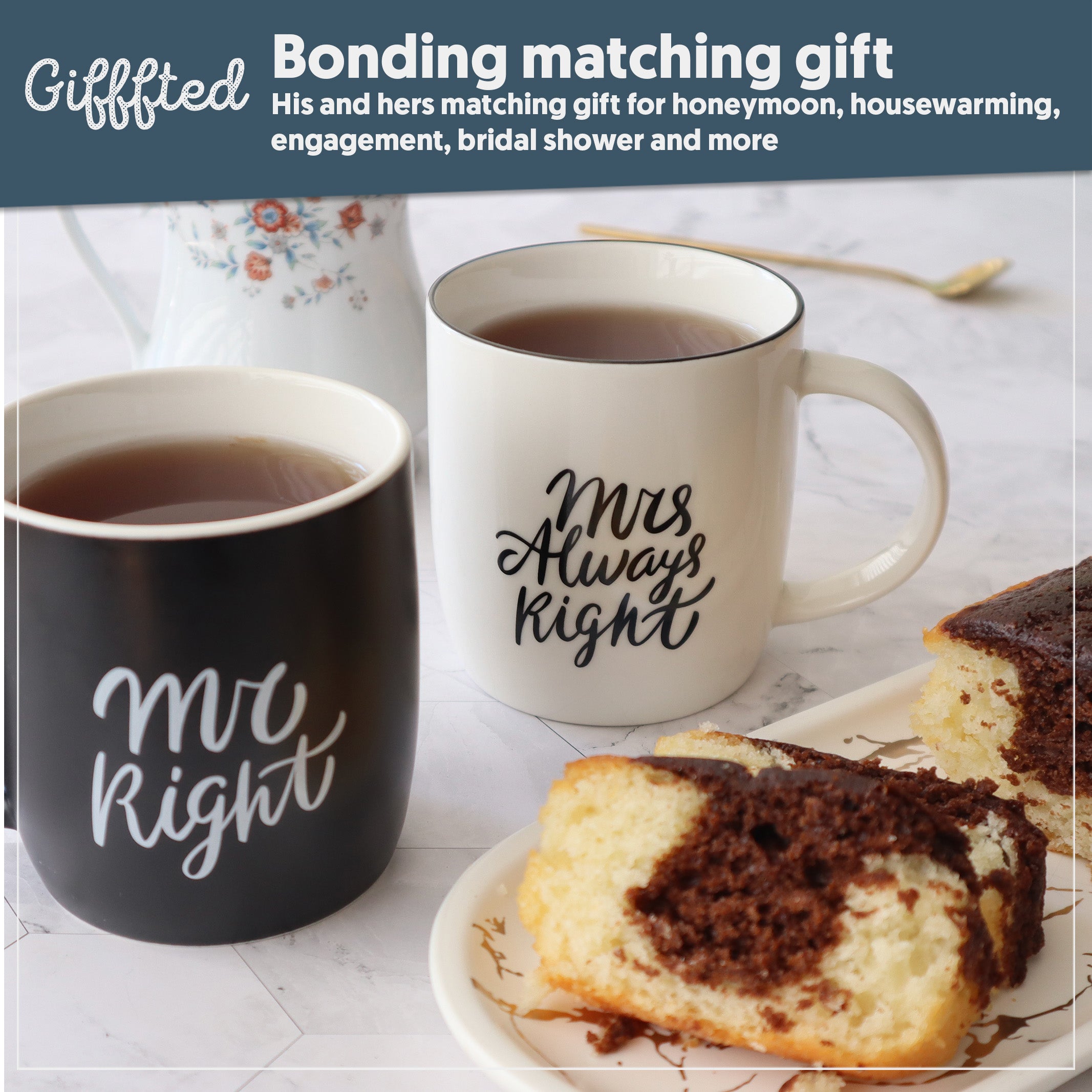 Mr. Right &amp;amp; Mrs. Always Right Coffee Mugs – Black &amp;amp; White Elegant Gift Set