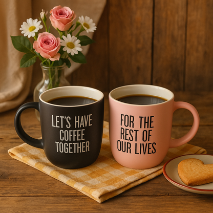 Couples Mug Set – Black &amp; Pink, Perfectly in Sync