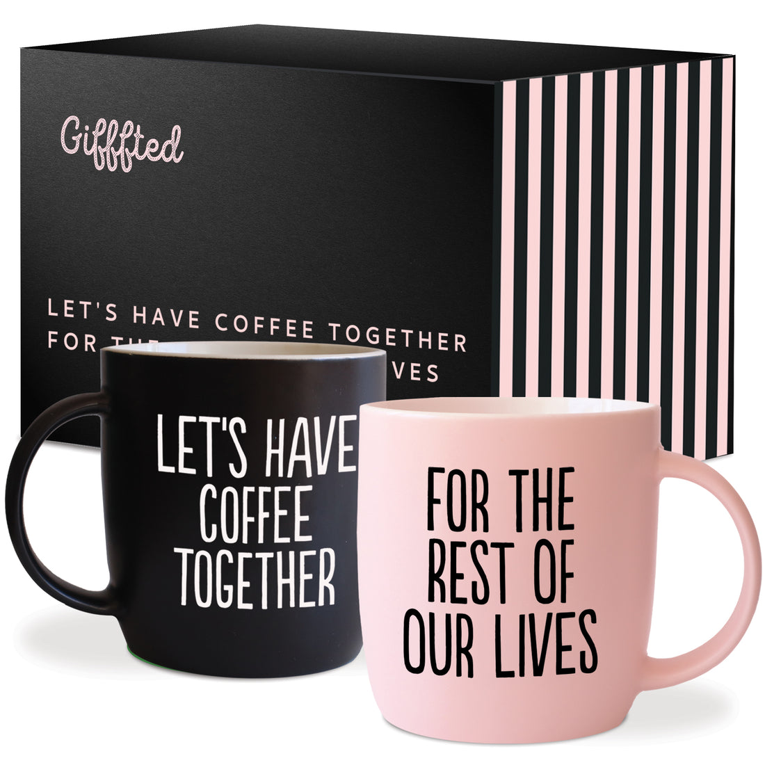 Couples Mug Set – Black &amp; Pink, Perfectly in Sync