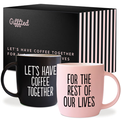 Couples Mug Set – Black &amp; Pink, Perfectly in Sync